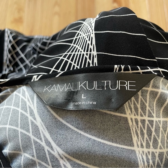 Norma Kamali Electric Circus Geometric Print Long Sleeve Jersey Shift Dress Sz L - Picture 6 of 9